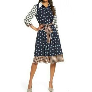 Eliza J Geo Print Belted Shirtdress Sz 8